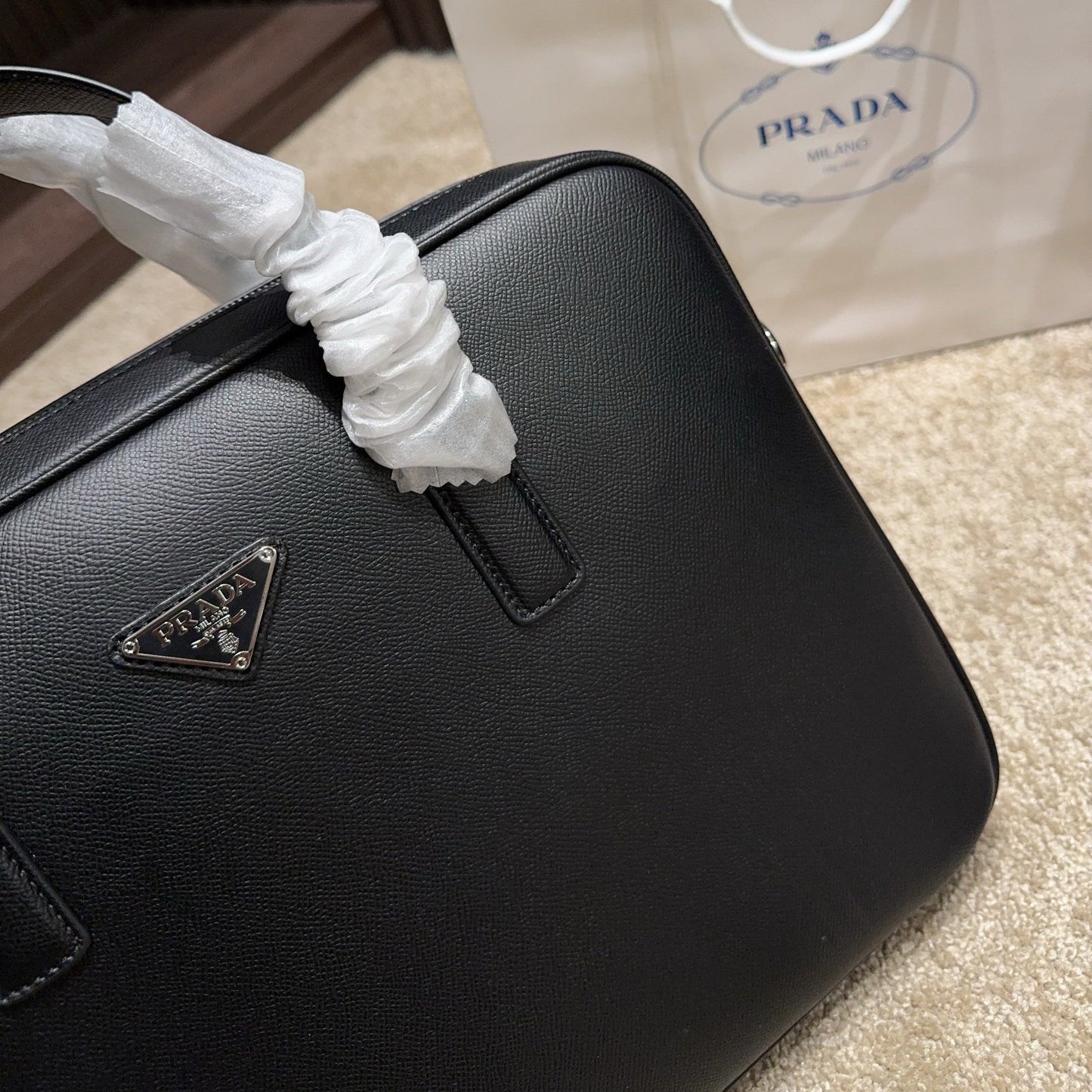 BRIEFCASE 39 IN BLACK SHINY SAFFIANO LEATHER