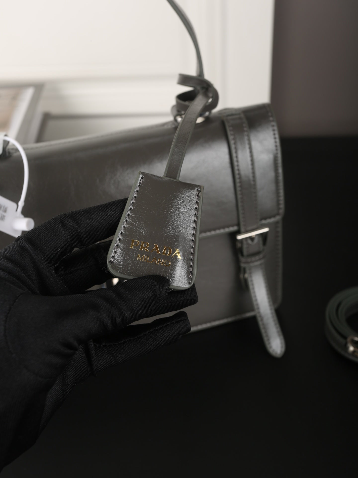 WORK BRIEFCASE 33 IN CHARCOAL GREY SHINY SMOOTH CALFSKIN