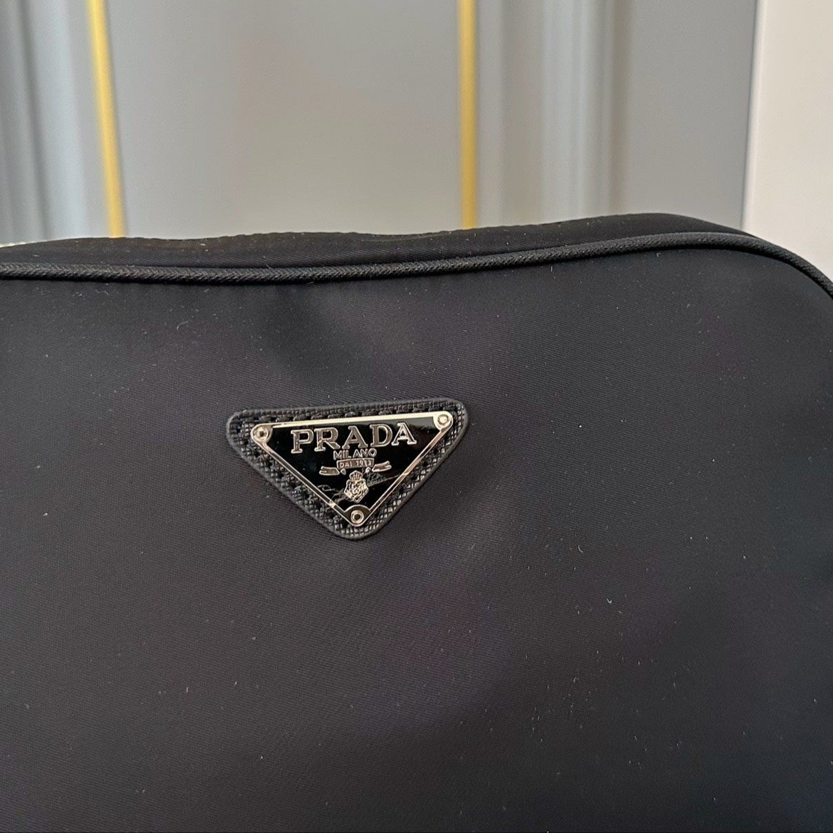 TRIANGLE LOGO CROSSBODY BAG 25 IN BLACK RE-NYLON