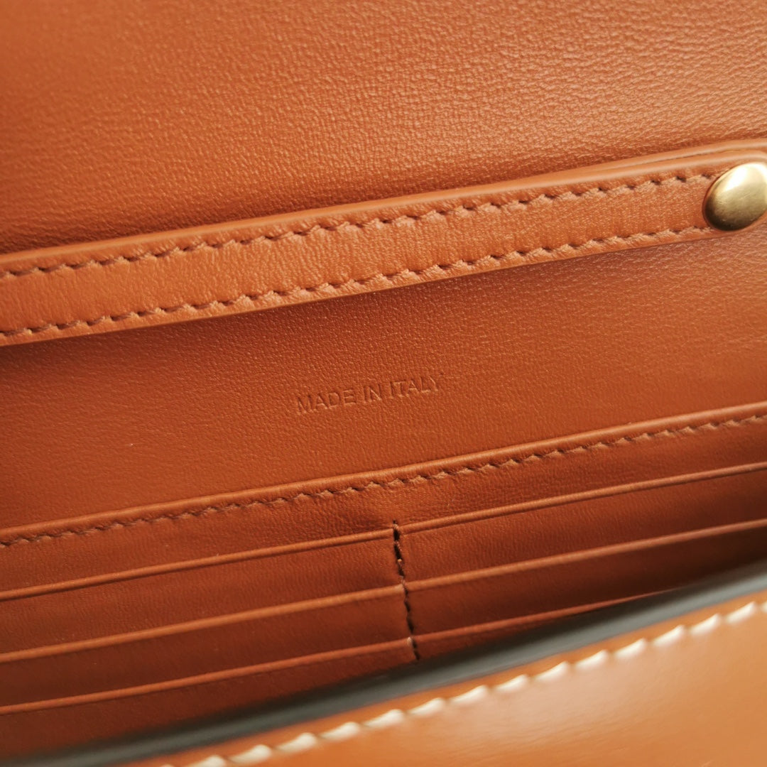 WALLET ON CHAIN MARGO 19 IN RUST ORANGE SMOOTH CALFSKIN GOLD HARDWARE