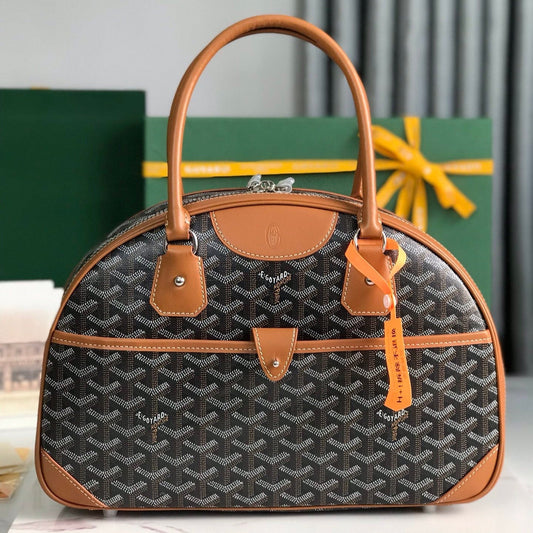 SAINT JEANNE BAG 35 IN BROWN GOYARDINE CANVAS AND CALFSKIN