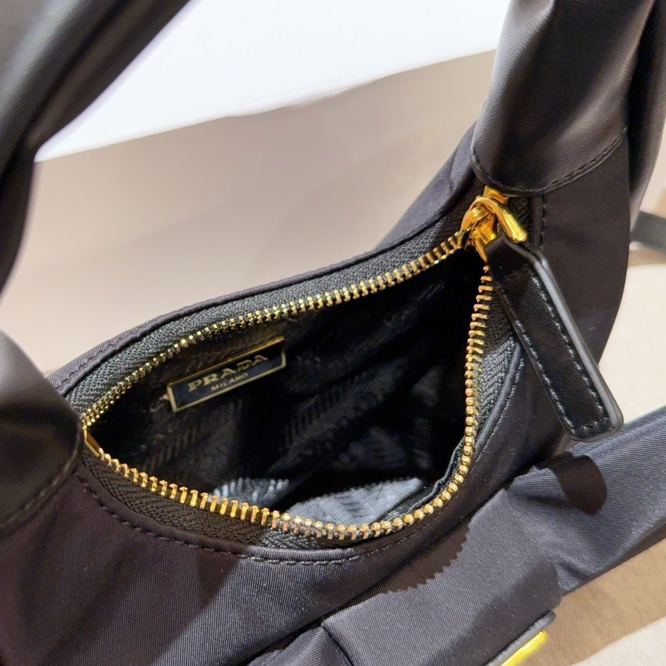 TESSUTO MINI BAG 20 IN BLACK RE-NYLON MIX CALFSKIN WITH BOW