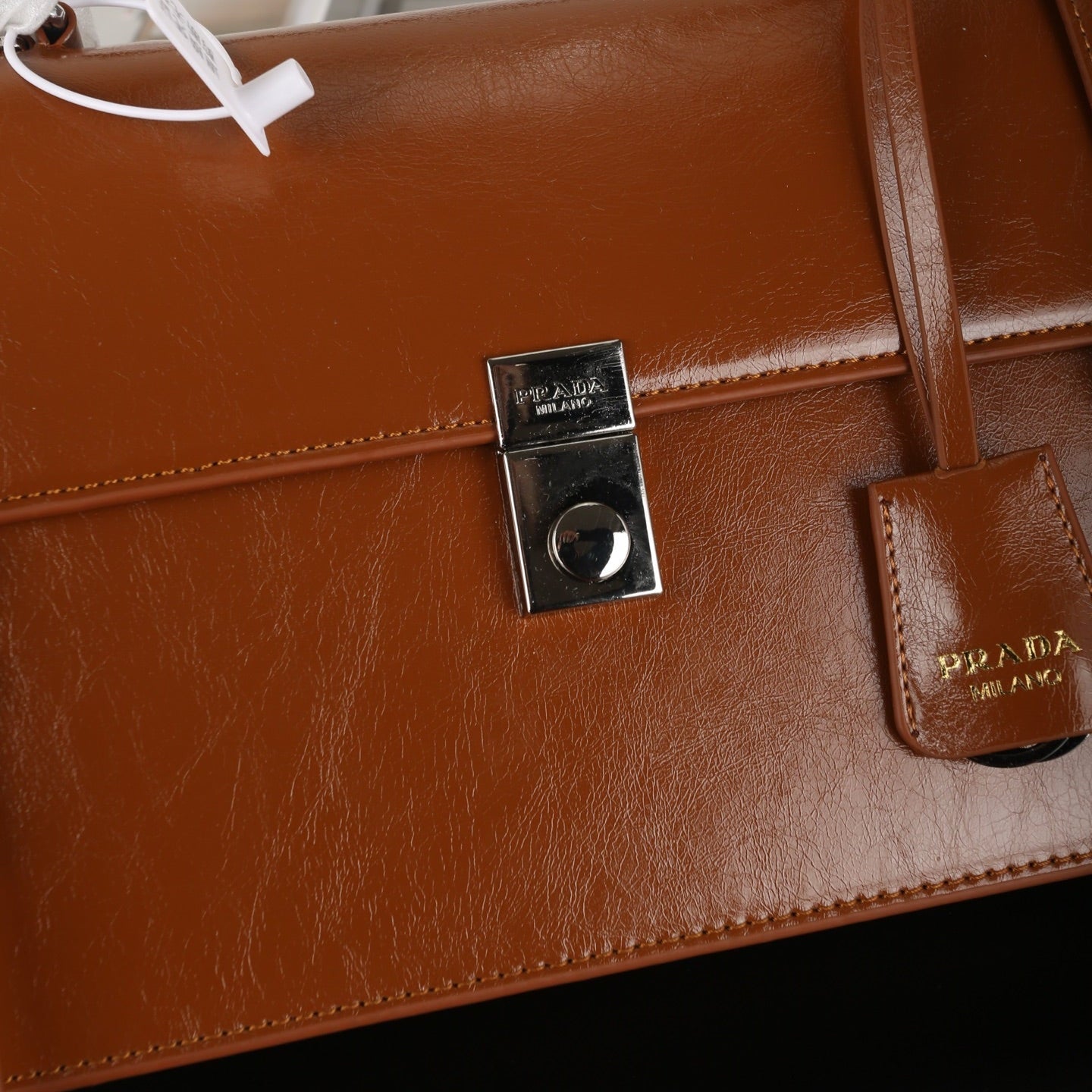 WORK BRIEFCASE 33 IN BROWN SHINY SMOOTH CALFSKIN