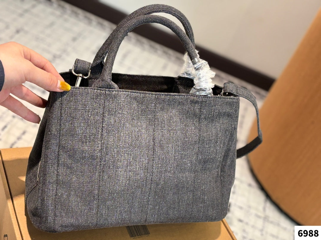 CANAPA TOTE BAG 30 IN GREY DENIM